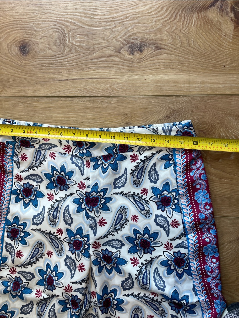 LOFT‎ Ivory Wide-Leg Floral Palazzo Pants with Blue Border - Picture 4 of 8